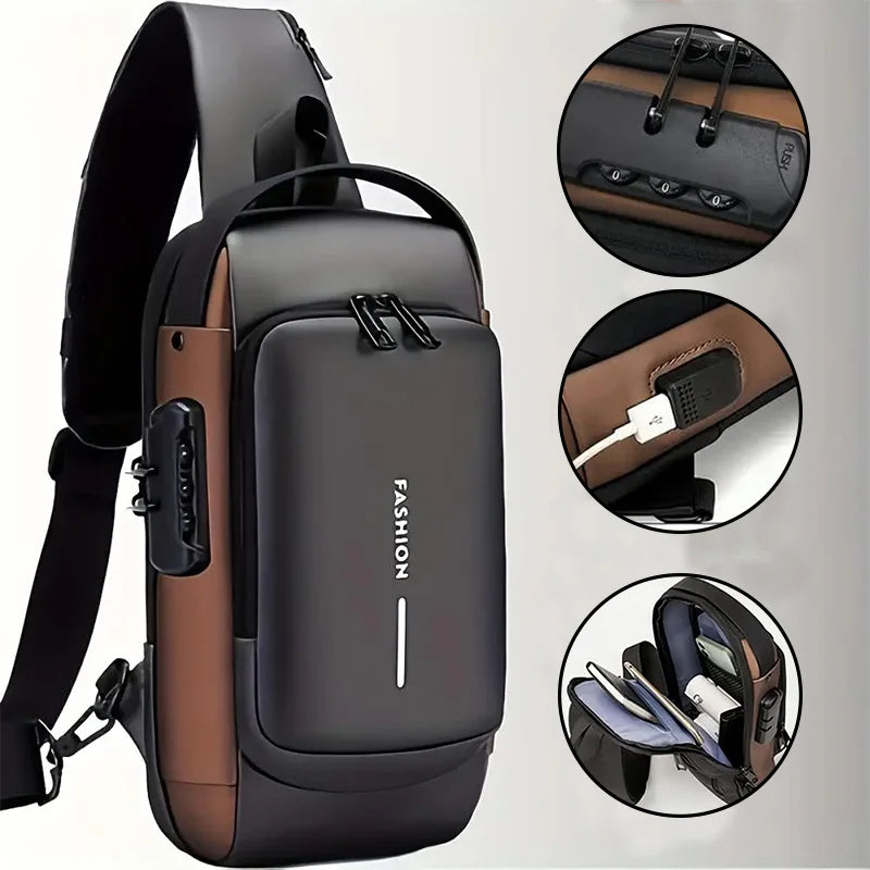 Men'S Anti-Theft Password Lock Chest Bag