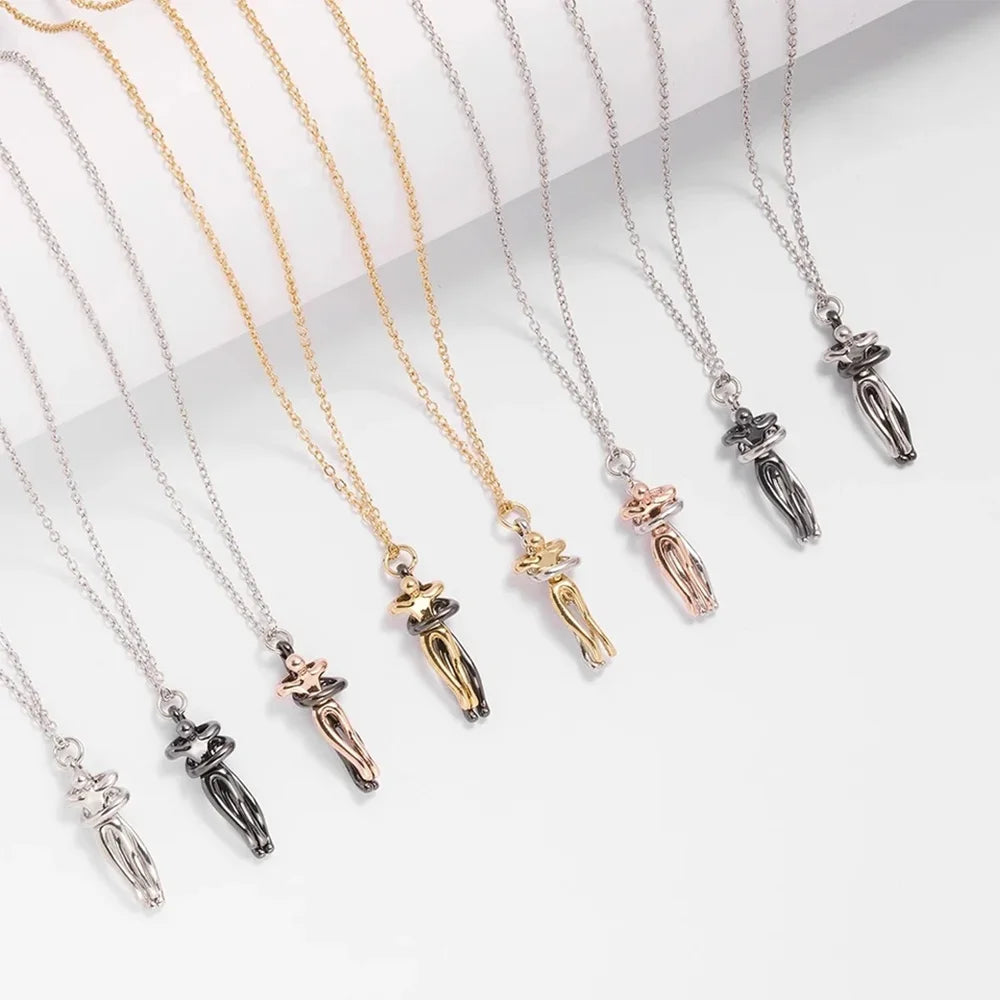 Love Hug Necklace Unisex Men Women Couple Jewelry Simple Temperament Clavicle Chain Valentines Day Lover Gift