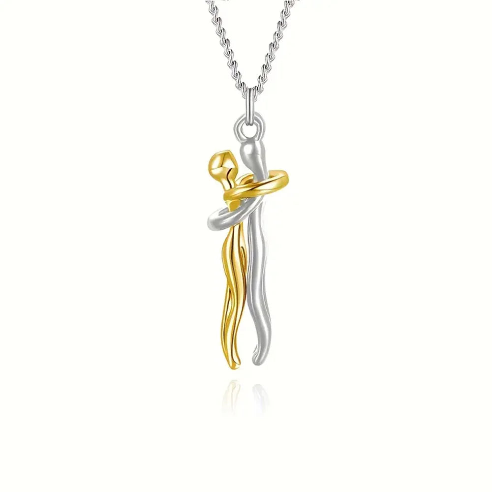 Love Hug Necklace Unisex Men Women Couple Jewelry Simple Temperament Clavicle Chain Valentines Day Lover Gift