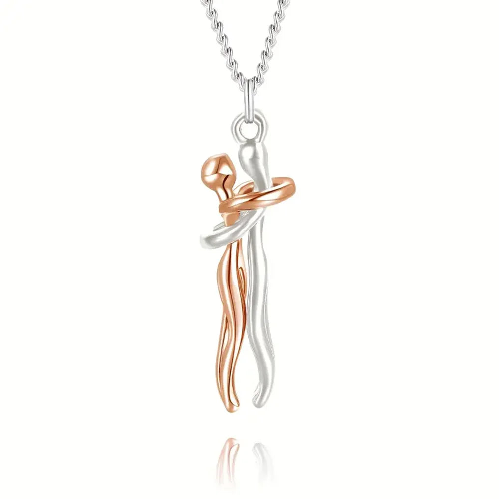 Love Hug Necklace Unisex Men Women Couple Jewelry Simple Temperament Clavicle Chain Valentines Day Lover Gift