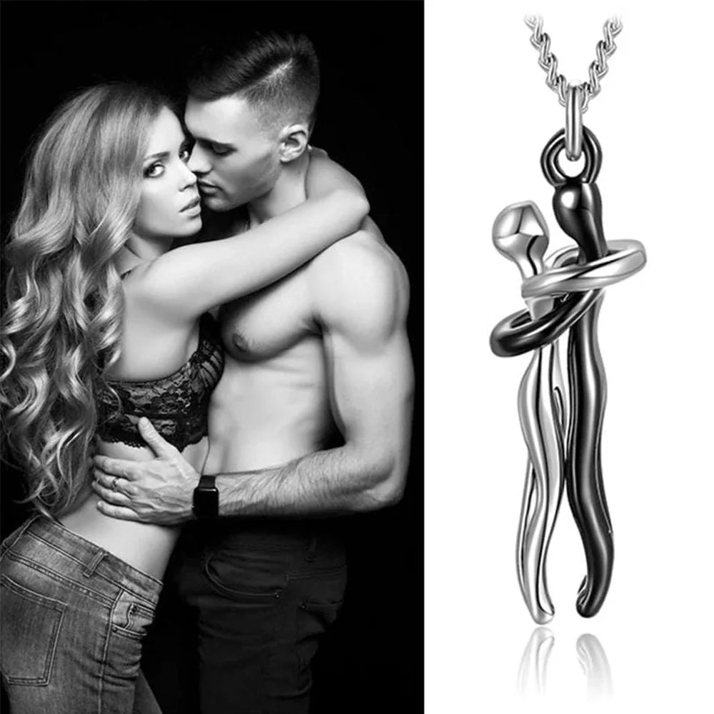 Love Hug Necklace Unisex Men Women Couple Jewelry Simple Temperament Clavicle Chain Valentines Day Lover Gift