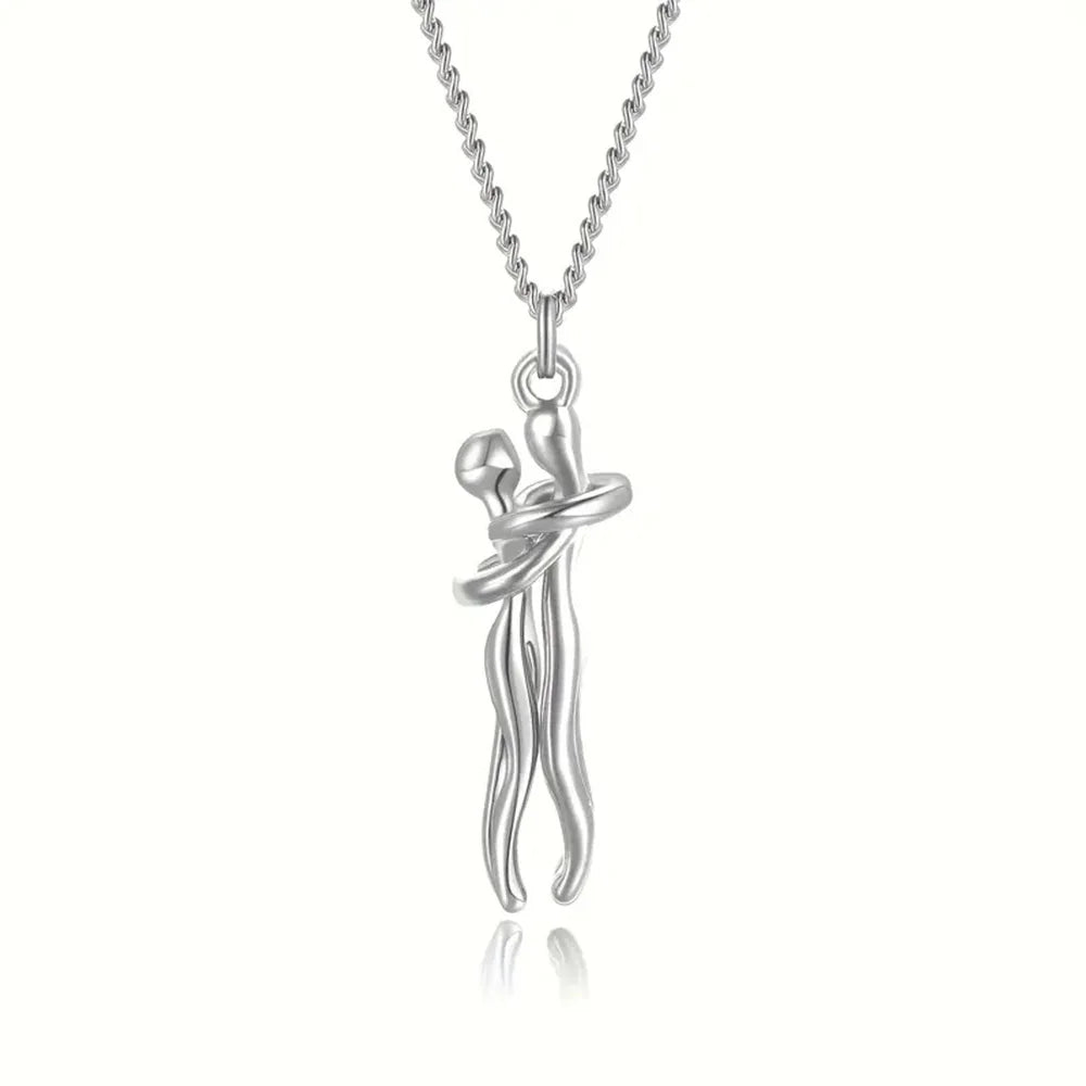 Love Hug Necklace Unisex Men Women Couple Jewelry Simple Temperament Clavicle Chain Valentines Day Lover Gift