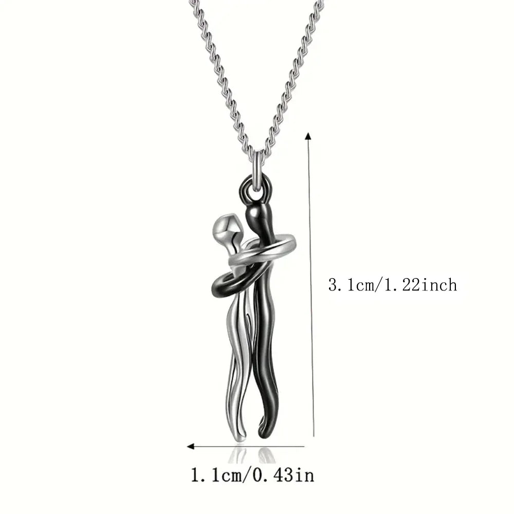 Love Hug Necklace Unisex Men Women Couple Jewelry Simple Temperament Clavicle Chain Valentines Day Lover Gift