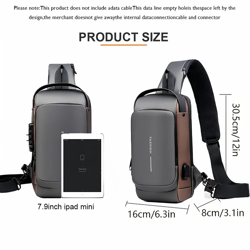 Men'S Anti-Theft Password Lock Chest Bag
