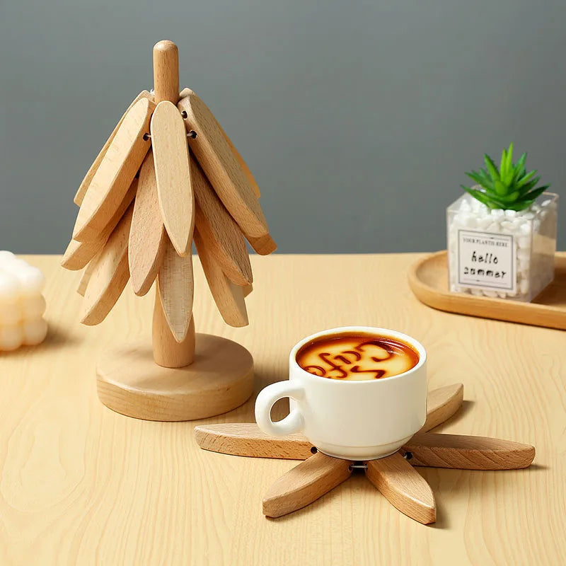 Wooden Tree Coaster Set