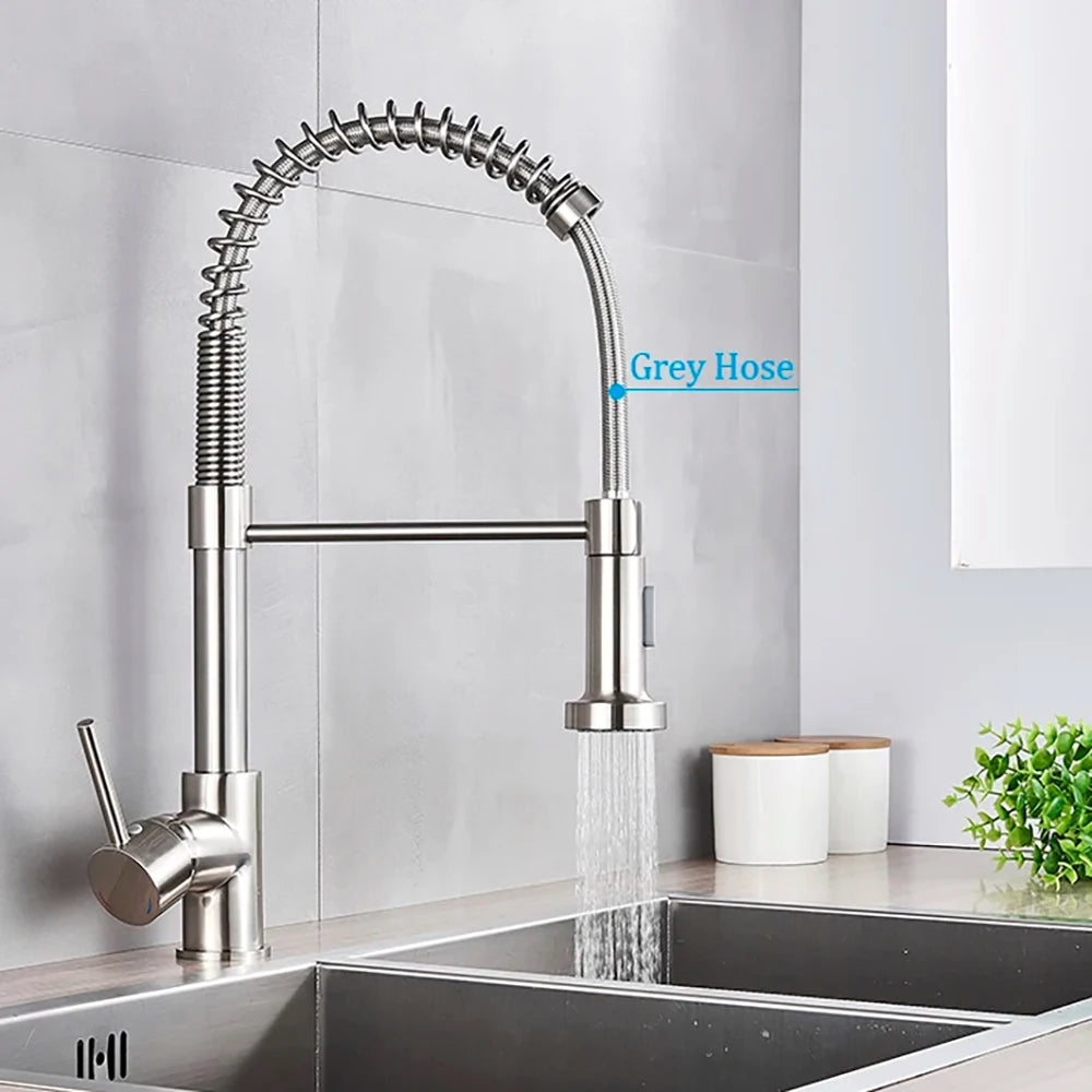 Commercial Style Single Handle Pull Down Kitchen Faucet with QuickDock Top Mount Installation Assembly in Matte Black, KPF-2631MB
