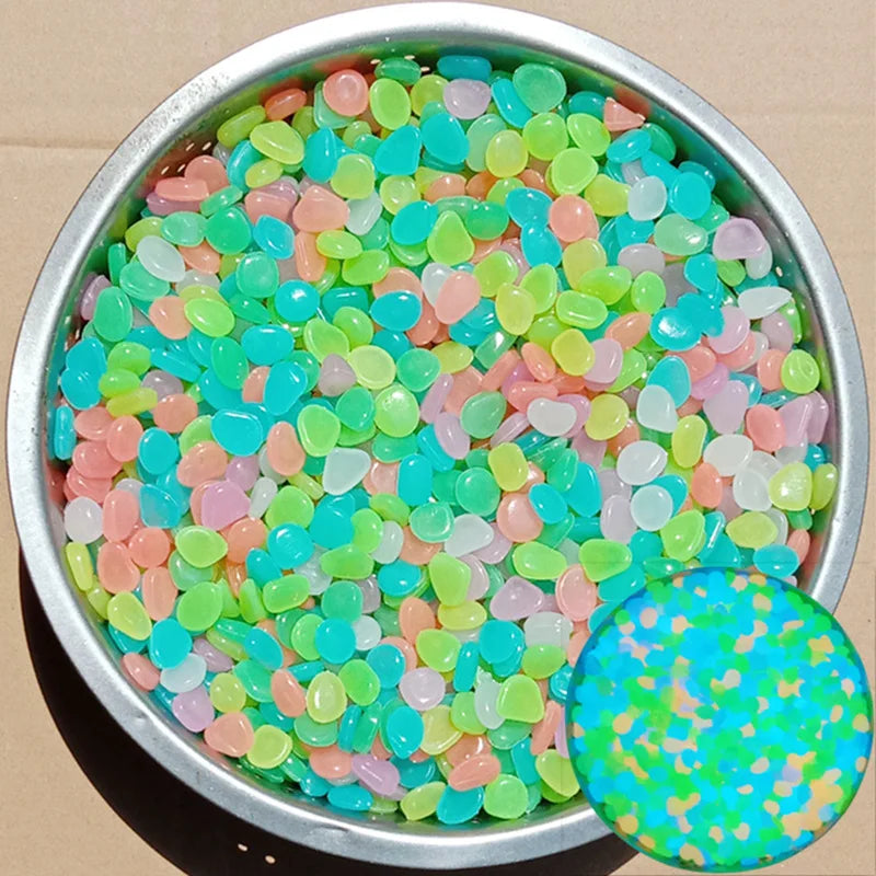 500Pcs Glow In The Dark Garden Pebbles Stones Rocks For Yard And Walkways Decor Fairy Garden DIY Decorative Luminous Stones