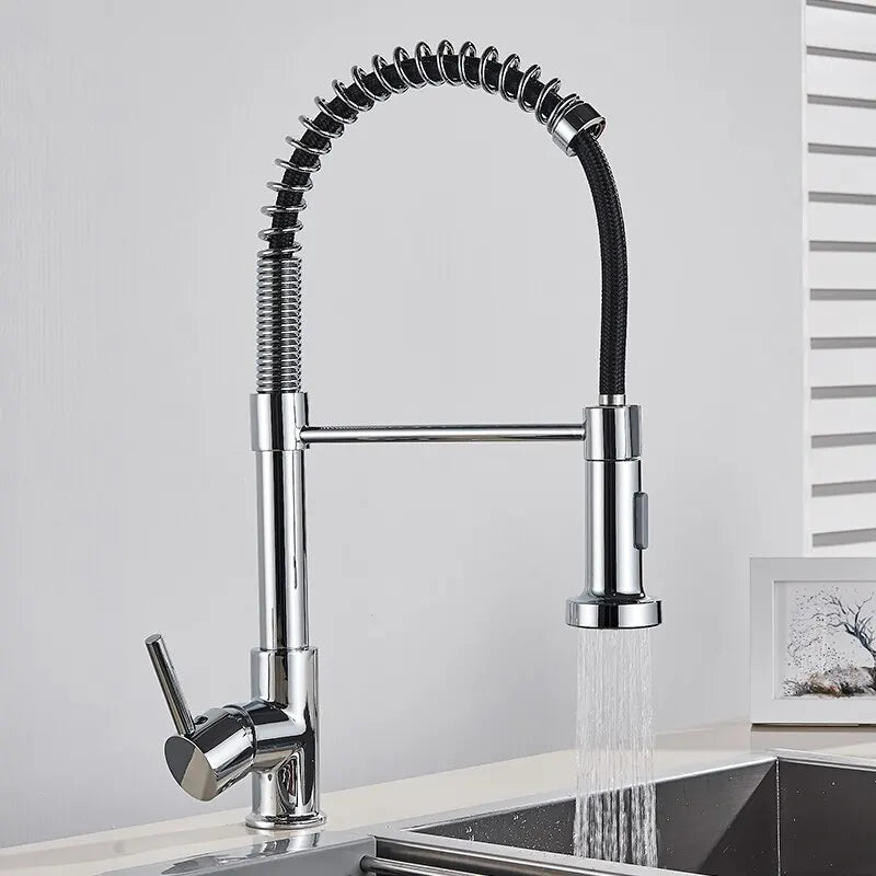 Commercial Style Single Handle Pull Down Kitchen Faucet with QuickDock Top Mount Installation Assembly in Matte Black, KPF-2631MB