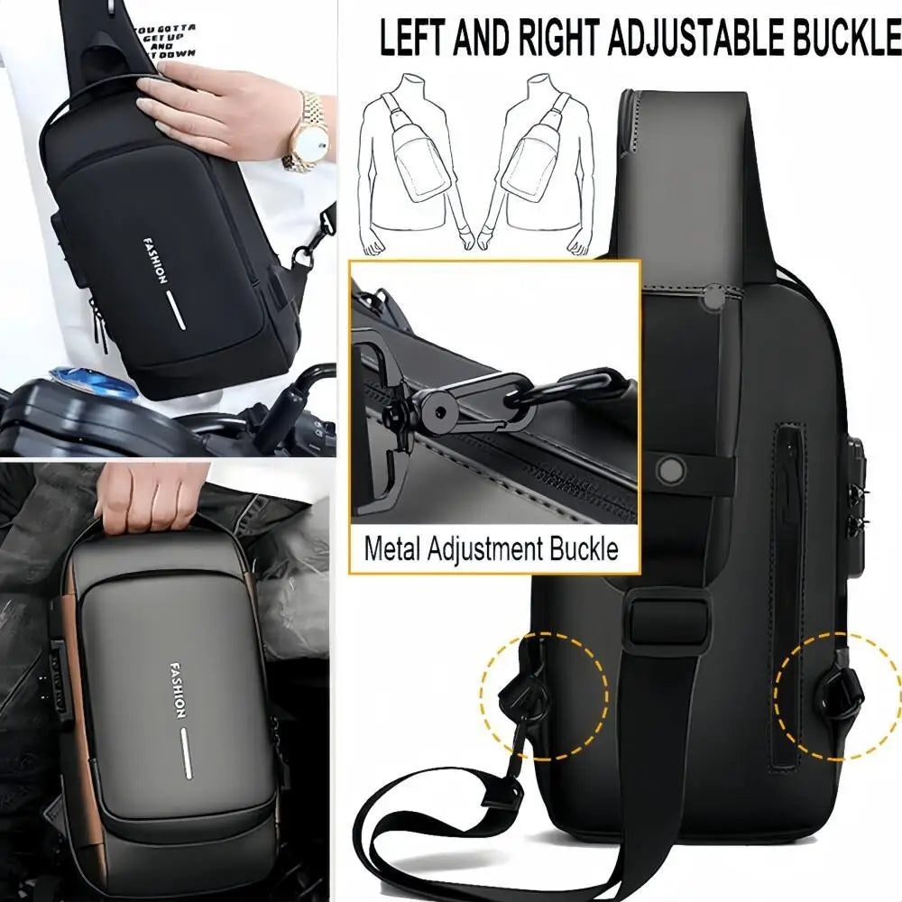 Men'S Anti-Theft Password Lock Chest Bag