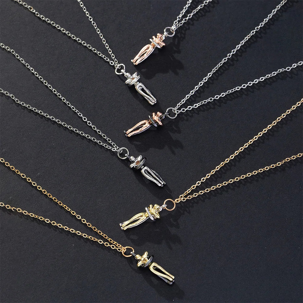 Love Hug Necklace Unisex Men Women Couple Jewelry Simple Temperament Clavicle Chain Valentines Day Lover Gift