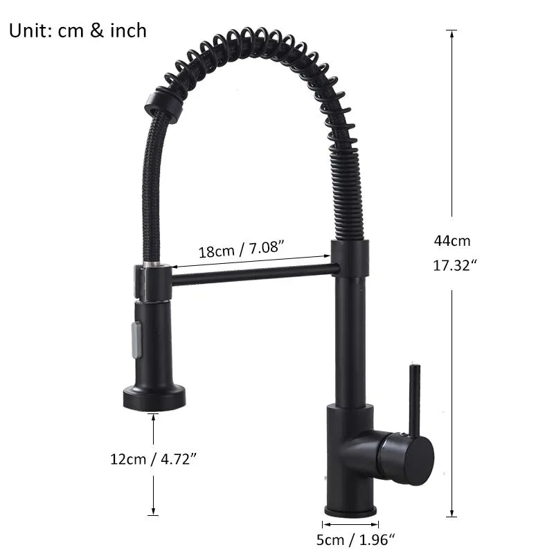 Commercial Style Single Handle Pull Down Kitchen Faucet with QuickDock Top Mount Installation Assembly in Matte Black, KPF-2631MB