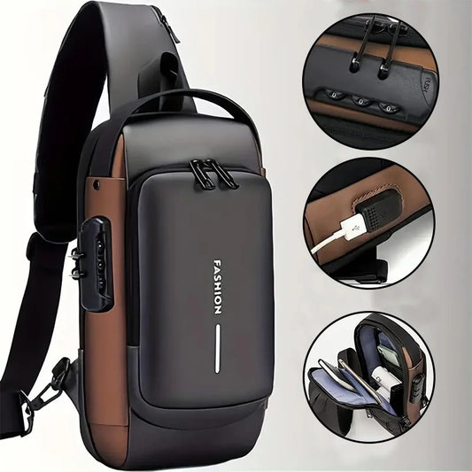 Men'S Anti-Theft Password Lock Chest Bag