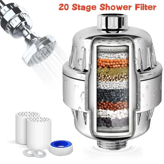 Shower Water Filter to Remove Chlorine Fluoride Heavy Metals Filtered Soften Hard Water for Shower Head
