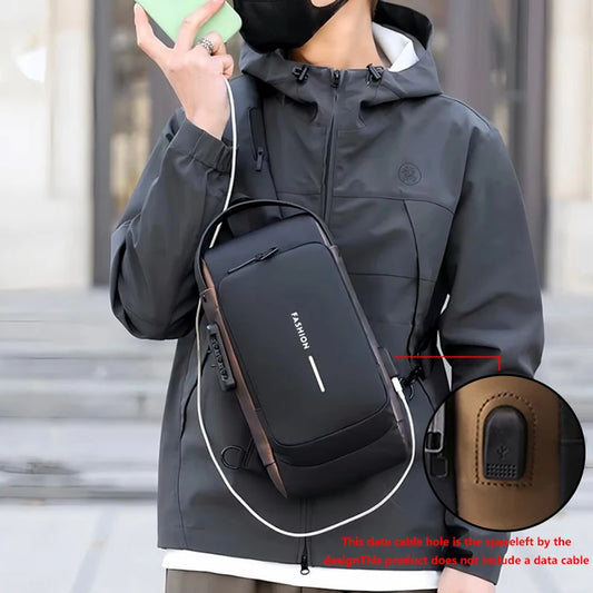 Men'S Anti-Theft Password Lock Chest Bag