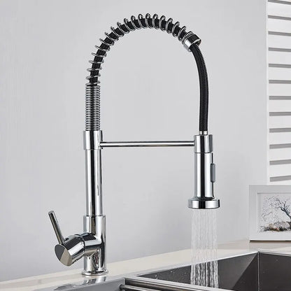 Commercial Style Single Handle Pull Down Kitchen Faucet with QuickDock Top Mount Installation Assembly in Matte Black, KPF-2631MB