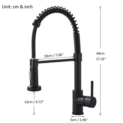 Commercial Style Single Handle Pull Down Kitchen Faucet with QuickDock Top Mount Installation Assembly in Matte Black, KPF-2631MB